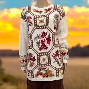 Vintage Celina Yang Colorful Cottagecore Grannycore Floral Sweater Size Large